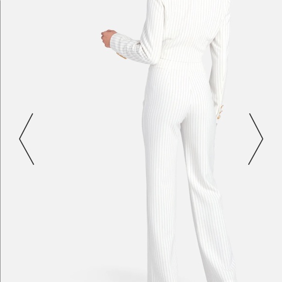 BEBE STRIPE TWILL HIGH WAIST WIDE LEG PANT - Picture 3 of 4